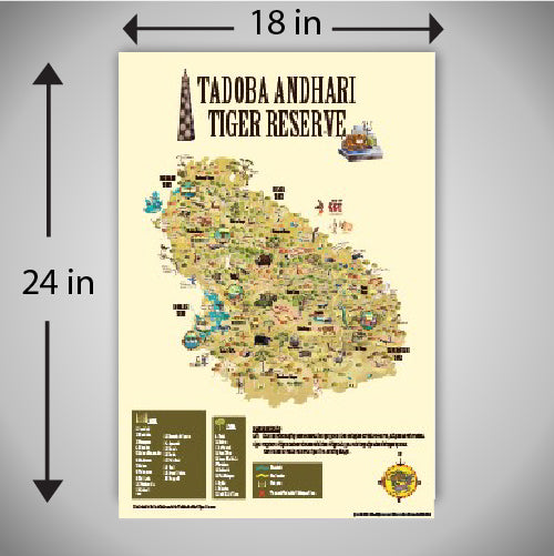 Tadoba Map - A wildlife inspired high quality printed wall decorative poster