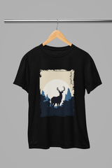 Jungle Diaries Deer - A Premium Black printed designed cottton round neck T-shirt (Black)