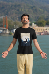 Jungle Diaries Deer - A Premium Black printed designed cottton round neck T-shirt (Black)