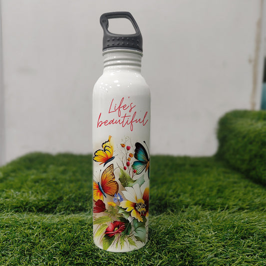 Beautiful Butterflies - Refined Refreshment with Premium Printed 750 ml Wide Mouth Water Bottle