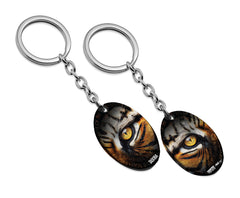 Eye of the Tiger - Fearless Stare Premium Stainless steel Keychain (Oval Shape)