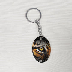 Eye of the Tiger - Fearless Stare Premium Stainless steel Keychain (Oval Shape)