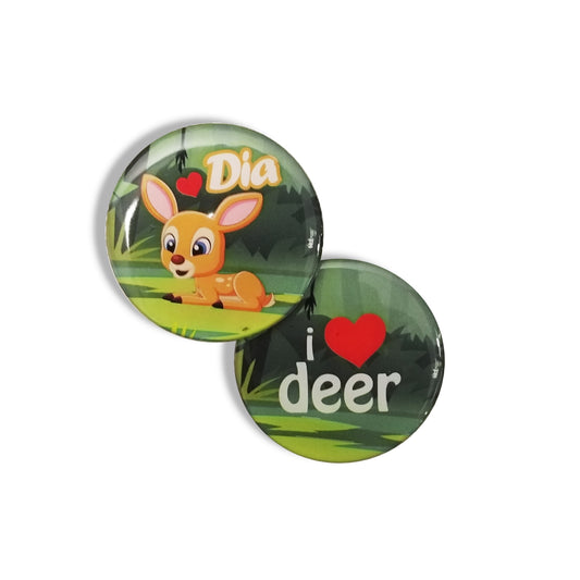 Dia the Deer Kids No Pin Twin (Double Sided) Premium Quality Stainless Steel Badge