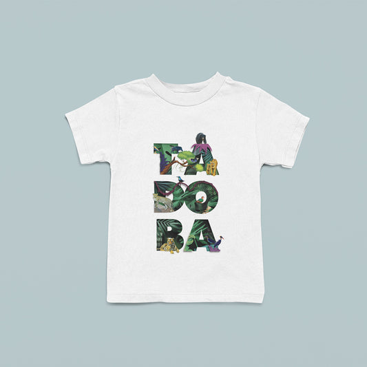 Tadoba Typeplay - Beautiful Modern Typographic Round Neck Cotton Printed T-Shirt for Kids (White)