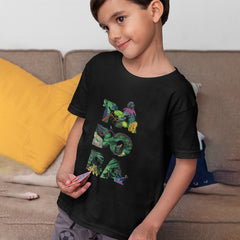 Tadoba Typeplay - Beautiful Modern Typographic Round Neck Cotton Printed T-Shirt for Kids (Black)