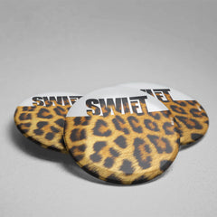 Leopard Swift Premium and Stylish No Pin Twin (Double Sided) Stainless Steel Badge