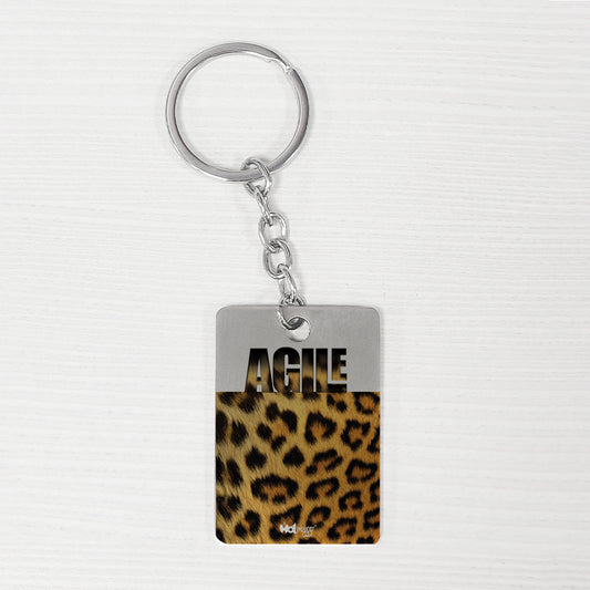 Agile Leopard Skin - Royal Accessory Good Quality Stainless Steel Keychain (Rectangle)