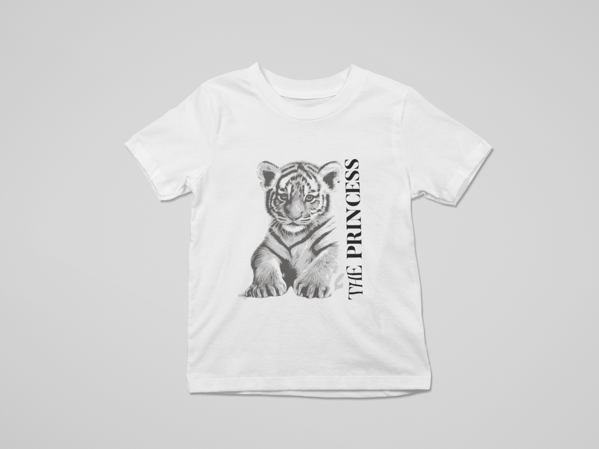 Tiger Princess - Bring the Jungle King to your kids Closet Round Neck Cotton T-Shirt for Kids (White)