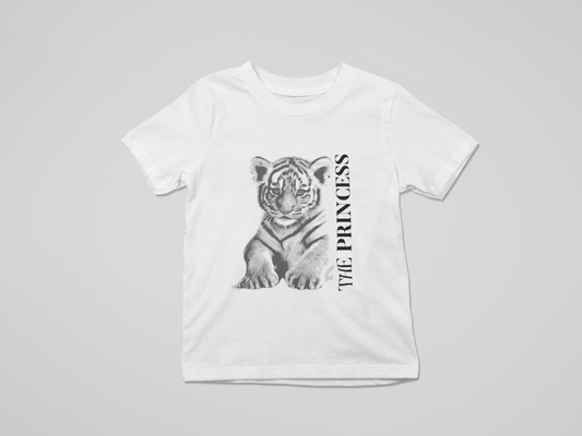 Tiger Princess - Bring the Jungle King to your kids Closet Round Neck Cotton T-Shirt for Kids (White)