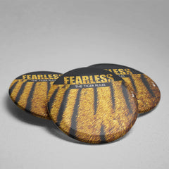 Fearless Tiger Skin Premium and Stylish No Pin Twin (Double Sided) Stainless Steel Badge