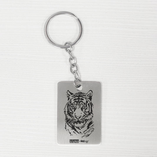 A True Royal Tiger - Wilderness Wanderer Premium Stainless Steel Printed Keychain (Rectangle Shape)