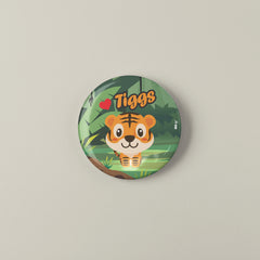 Tiggs the Tiger Kids No Pin Twin (Double Sided) Premium Quality Stainless Steel Badge