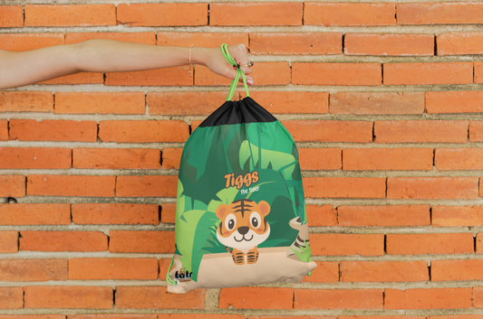 Tiggs the Tiger - Beautiful Modern Premium small Multipurpose Drawstring Bag for Kids