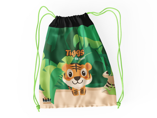 Tiggs the Tiger - Beautiful Modern Premium small Multipurpose Drawstring Bag for Kids