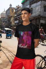 Neon Leopard - A Premium Neon printed cottton round neck T-shirt (Black)