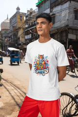 Mai Tiger Hoon - Premium Cotton Tiger Designed Roundneck T-Shirt (White)