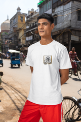 Pocket designed trendy cool round nect cotton White Tshirt - Tiger Pocket