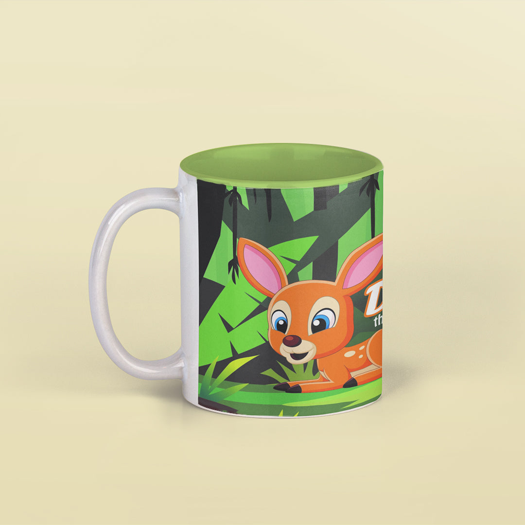 Dia the Deer - Sip in style Animal Special Green Inside Adorable ceramic Mug for kids