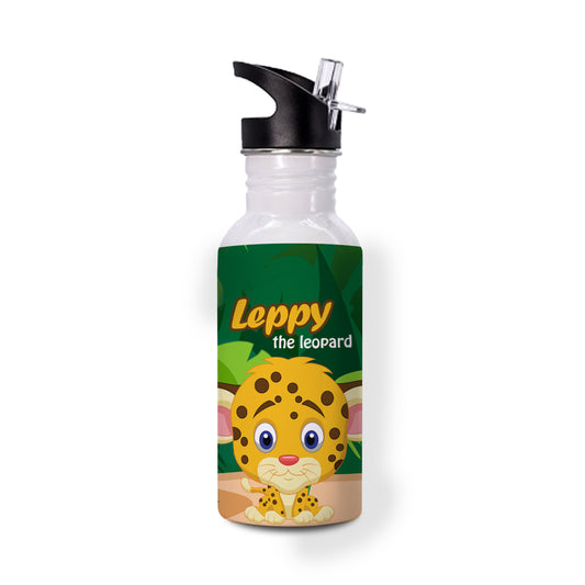 Leppy the Leopard - Fun & Colorful Printed Stainless Water Bottle for Kids (500 ml)