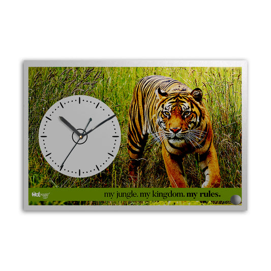 My Jungle My Kingdom My Rule - Timeless Elegance Premium Stainless Steel Printed Plaque Clock