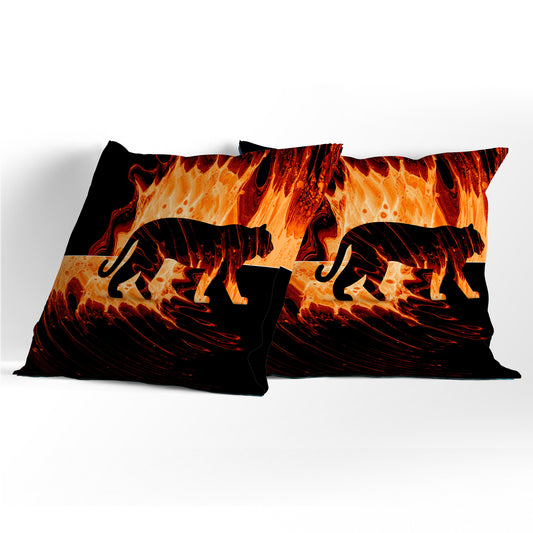 Tiger Fire - Cushion Your Way to Comfort Premium Fabric Decorative Pillow