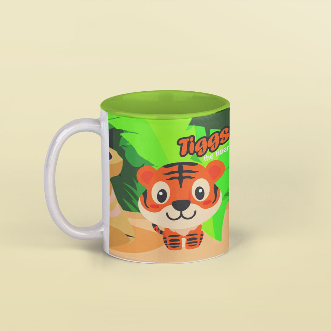 Tiggs the Tiger - Sip in style Animal Special Green Inside Adorable ceramic Mug for kids