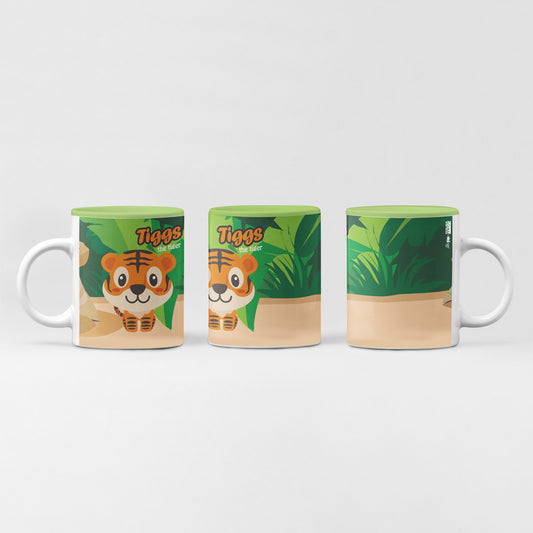 Tiggs the Tiger - Sip in style Animal Special Green Inside Adorable ceramic Mug for kids