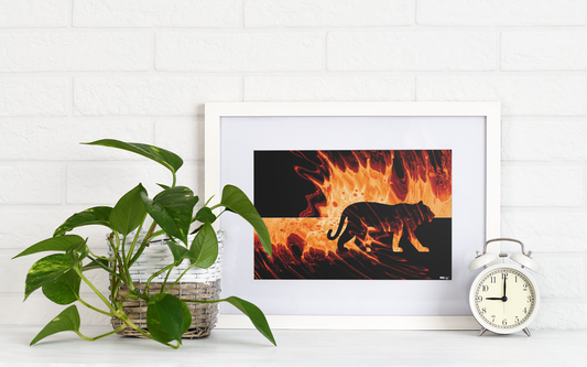 Tiger Fire - Frame your world in our Premium Stainless Steel Floating Photoframe